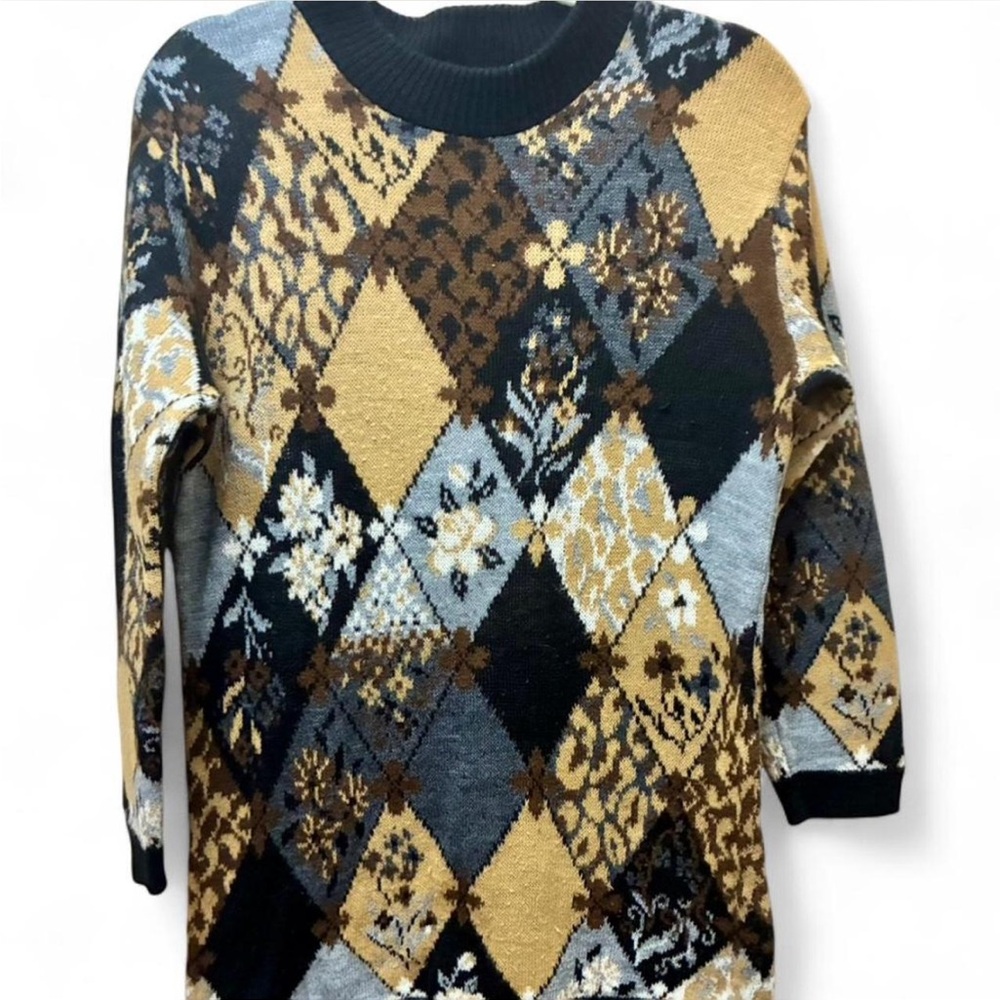 Alfred Dunner Vintage 80s/90s Cottagecore Grandmacore Mixed Print Style Sweater
